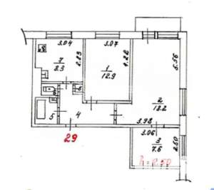 3-к квартира, вторичка, 58м2, 8/9 этаж