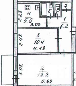 2-к квартира, вторичка, 44м2, 6/6 этаж