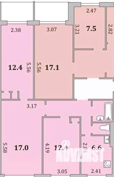 3-к квартира, вторичка, 60м2, 1/9 этаж