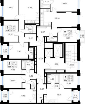 2-к квартира, вторичка, 64м2, 9/16 этаж